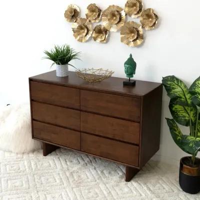 Hudson 6 Drawers Walnut Dresser