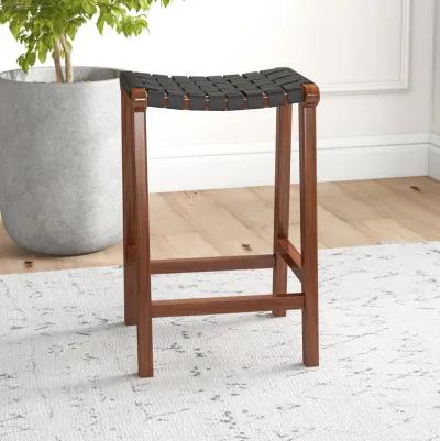 Andaman Black Leather Counter Stool