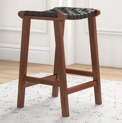 Andaman Black Leather Counter Stool