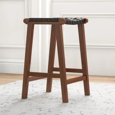 Andaman Black Leather Counter Stool