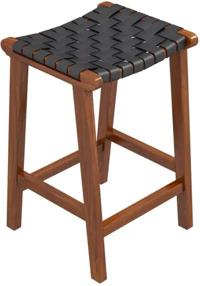 Andaman Black Leather Counter Stool