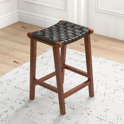 Andaman Black Leather Counter Stool