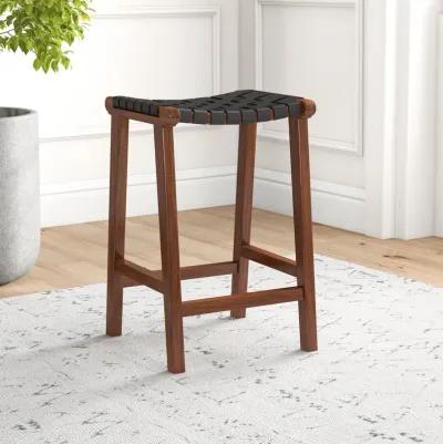 Andaman Black Leather Counter Stool