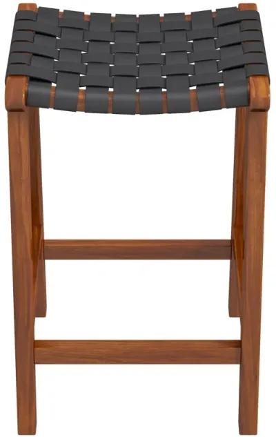 Andaman Black Leather Counter Stool