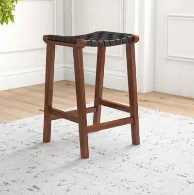 Andaman Black Leather Counter Stool