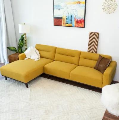 Baltic L Shaped Left Sectional Sofa Yellow Linen