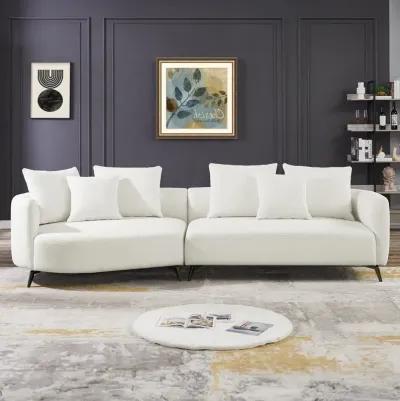 Lusia Ivory Boucle Sectional Sofa Left