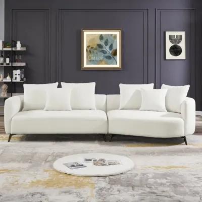 Lusia Ivory Boucle Sectional Sofa Right