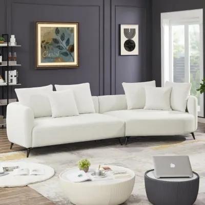 Lusia Ivory Boucle Sectional Sofa Right