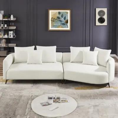 Lusia Ivory Boucle Sectional Sofa Right