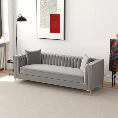 Kendra 91" Light Grey Velvet Sofa