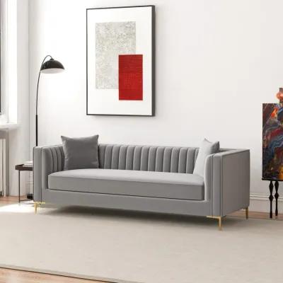 Kendra 91" Light Grey Velvet Sofa