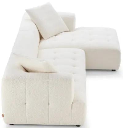 Wade Ivory Boucle Right Facing Chaise Sectional Sofa