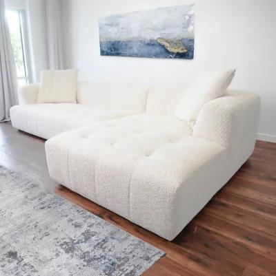 Wade Ivory Boucle Right Facing Chaise Sectional Sofa