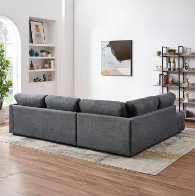 Glendale Grey Linen L-Shaped Left Sectional Sofa