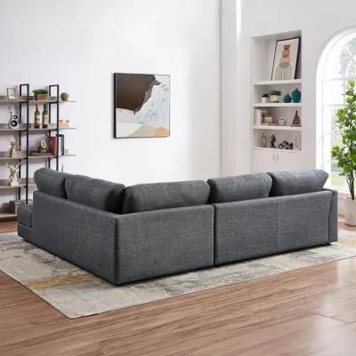 Glendale Grey Linen L-Shaped Right Sectional Sofa