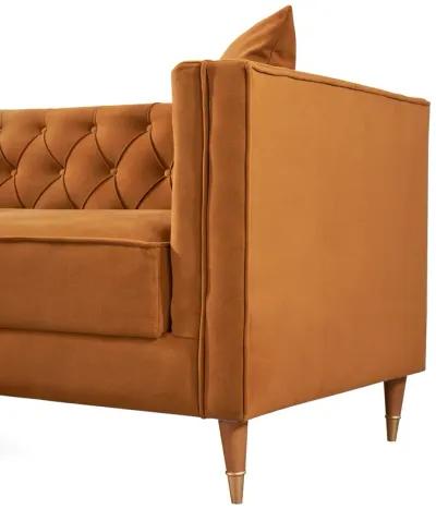 Lewis Cognac Velvet Symmetrical Corner Sofa