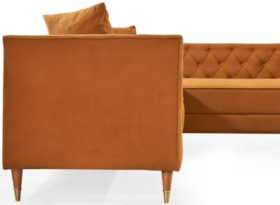 Lewis Cognac Velvet Symmetrical Corner Sofa