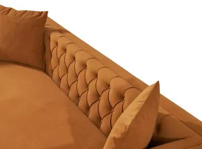 Lewis Cognac Velvet Symmetrical Corner Sofa