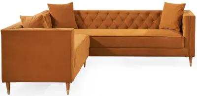 Lewis Cognac Velvet Symmetrical Corner Sofa