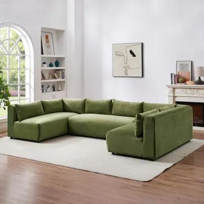 Albany Olive Green Velvet Modular Corner Sectional Modern Sofa