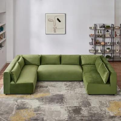 Albany Olive Green Velvet Modular Corner Sectional Modern Sofa