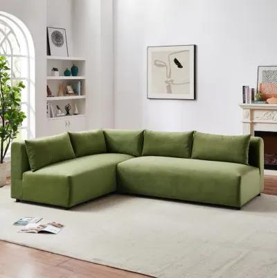 Albany Olive Green Velvet Modular Corner Sectional Modern Sofa