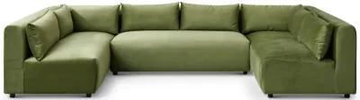 Albany Olive Green Velvet Modular Corner Sectional Modern Sofa