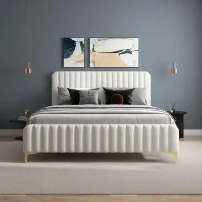 Angela King Size Cream Boucle Platform Bed