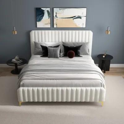 Angela King Size Cream Boucle Platform Bed