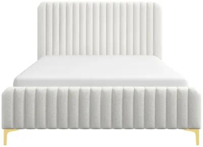 Angela Queen Cream Boucle Platform Bed