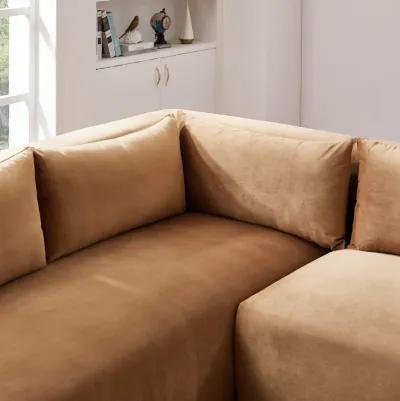 Albany Cognac Velvet Modular Corner Sofa