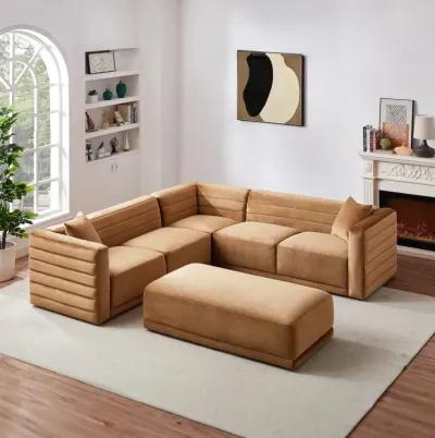 Soho Cognac Velvet Corner Sofa with Ottoman