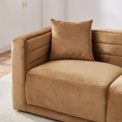 Soho Cognac Velvet Corner Sofa with Ottoman