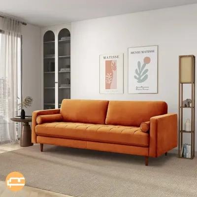 Daphne Burnt Orange Velvet Modern Sofa