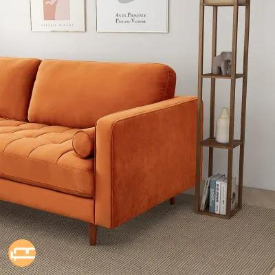 Daphne Burnt Orange Velvet Modern Sofa