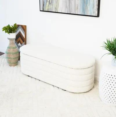 Calion White Boucle Storage Bench