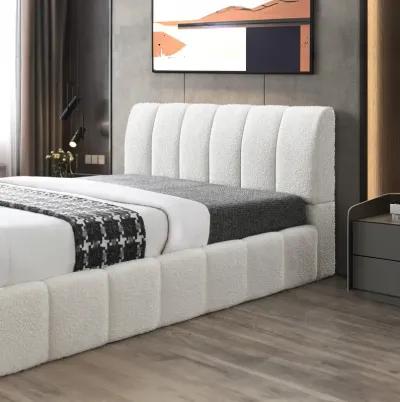 Pearce White Boucle Queen Bed