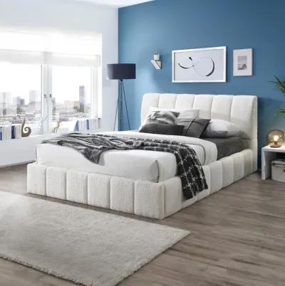 Pearce White Boucle Queen Bed