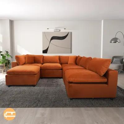 Laurel Burnt Orange Velvet Modular Sofa