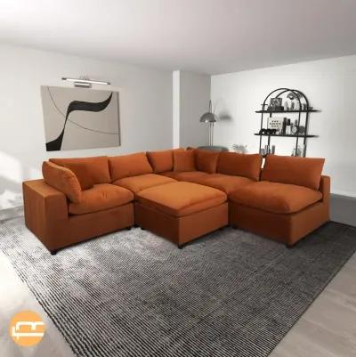 Laurel Burnt Orange Velvet Modular Sofa