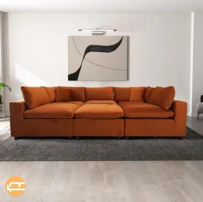 Laurel Burnt Orange Velvet Modular Sofa