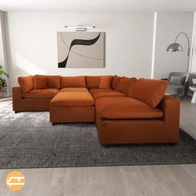 Laurel Burnt Orange Velvet Modular Sofa