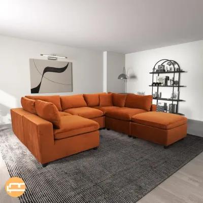 Laurel Burnt Orange Velvet Modular Sofa