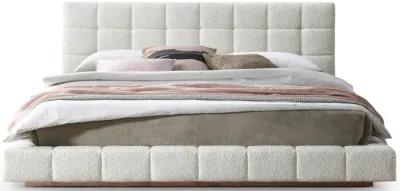 Hughes King Ivory Boucle Platform Bed