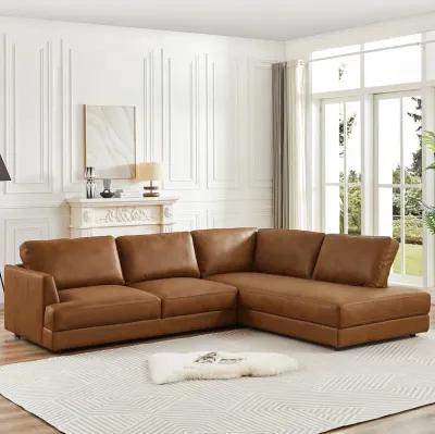 Glendale Cognac Leather Sectional Right