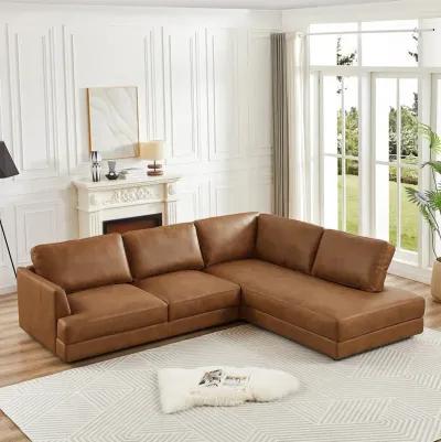 Glendale Cognac Leather Sectional Right