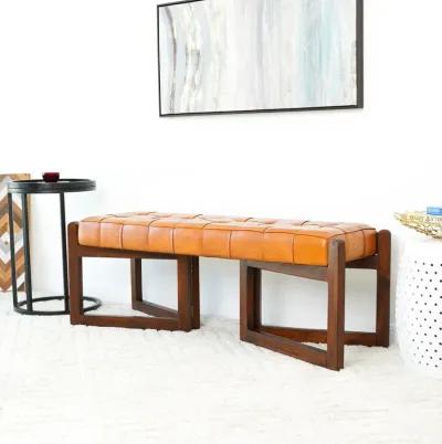 Rosemont Tan Leather Bench