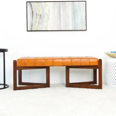 Rosemont Tan Leather Bench