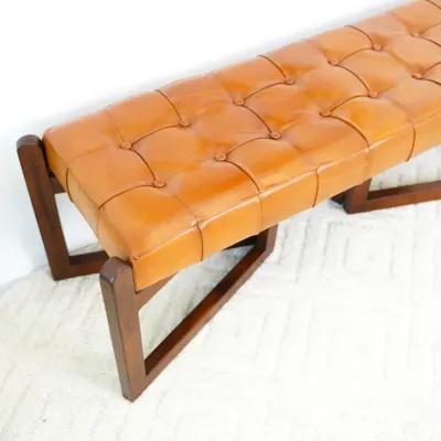 Rosemont Tan Leather Bench